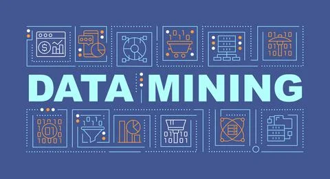 Data mining word concepts dark blue banner Stock Illustration