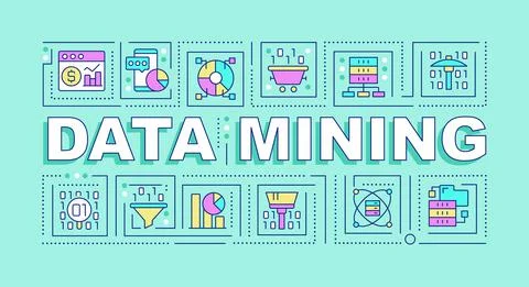 Data mining word concepts mint banner Illustrazione stock