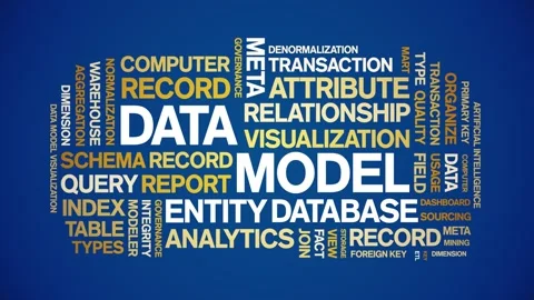 Data Model animated word cloud,animation tag kinetic typography seamless loop. Stock Footage 308427902