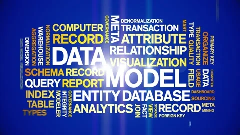 Data Model animated word cloud,animation tag kinetic typography seamless loop. Stock Footage 308427943