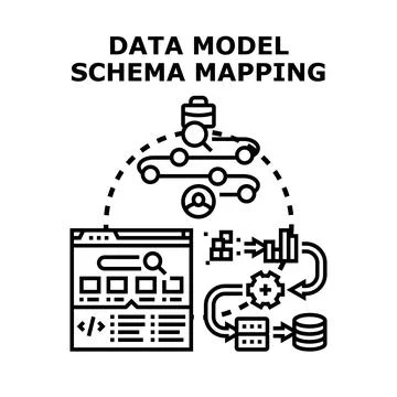 Data model schema mapping process illustration イラスト素材
