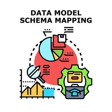 Data model schema mapping process concept developing Stock Illustration