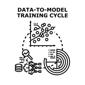 Data to model training cycle development Stock Illustration