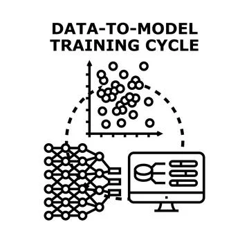 Data to model training cycle development Stock Illustration