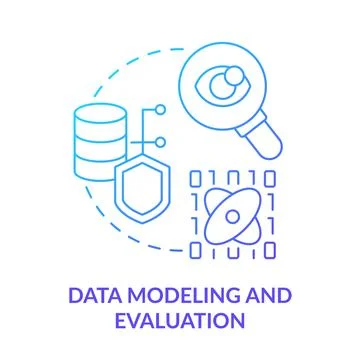 Data modeling and evaluation blue gradient concept icon Stock Illustration
