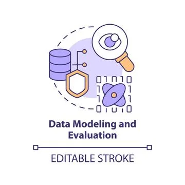 Data modeling and evaluation concept icon Stock Illustration