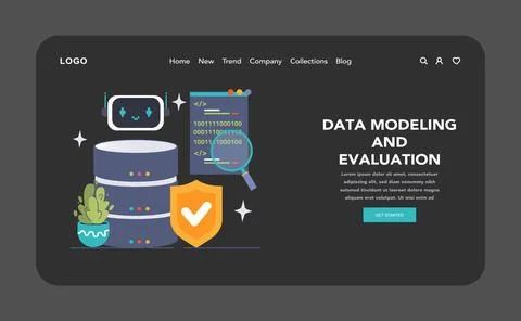 Data modeling and evaluation set. Flat vector illustration Stock Illustration