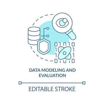 Data modeling and evaluation turquoise concept icon Stock Illustration