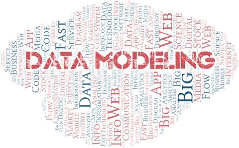 Data Modeling vector word cloud, made with text only. Illustrazione stock