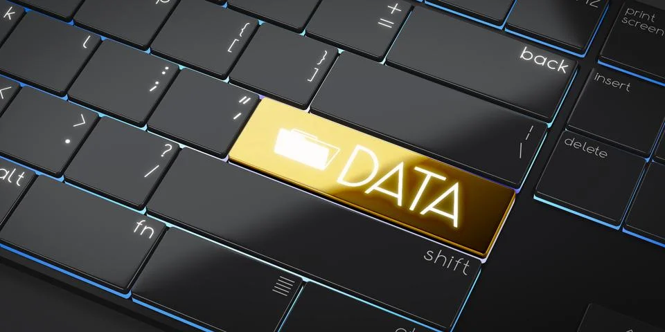 Data - modern computer keyboard - 3D illustration 库存插图