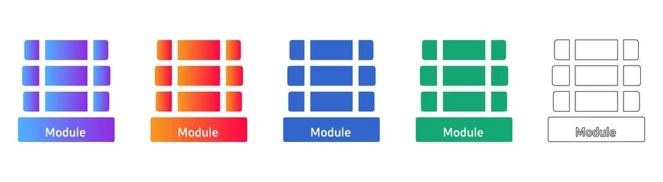 Data Module Server Infrastructure Icon Set Stock Illustration