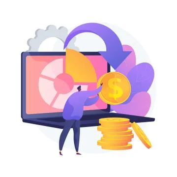 Data monetization abstract concept vector illustration. Illustrazione stock