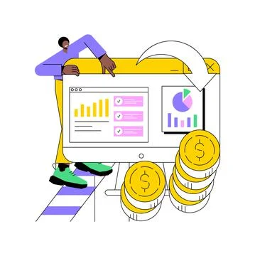 Data monetization abstract concept vector illustration. Illustrazione stock