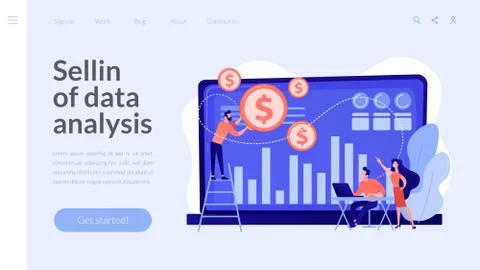 Data monetization concept landing page. Stock Illustration