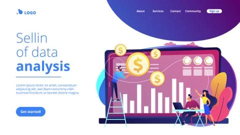 Data monetization concept landing page. Stock Illustration