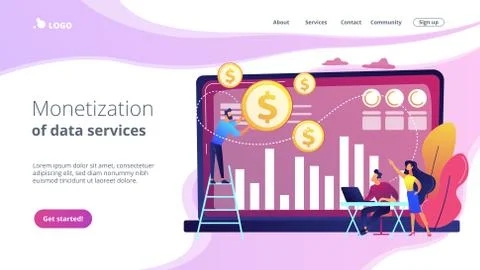 Data monetization concept landing page. Stock Illustration
