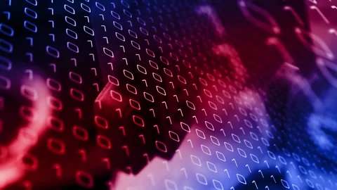 Data in motion exploring the flow and movement of binary code patterns. Stock Footage 246737570