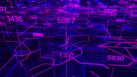 Data moving within computer circuitry with many changing numbers, seamless loop Stock Footage 153024388