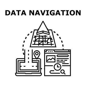 Data navigation and information searching concept Stock Illustration
