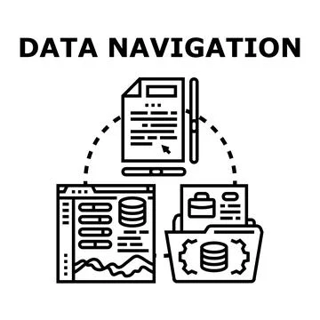 Data navigation process managing information flow Stock Illustration