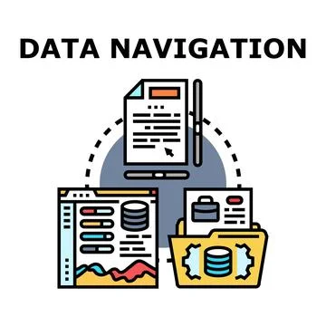 Data navigation process managing information flow Stock Illustration