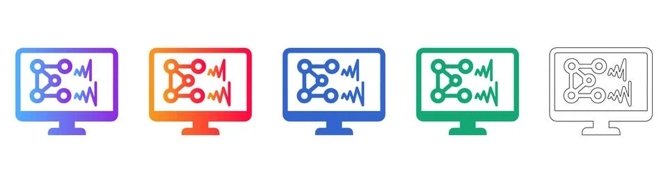 Data Network Analytics Icon Set Stock Illustration