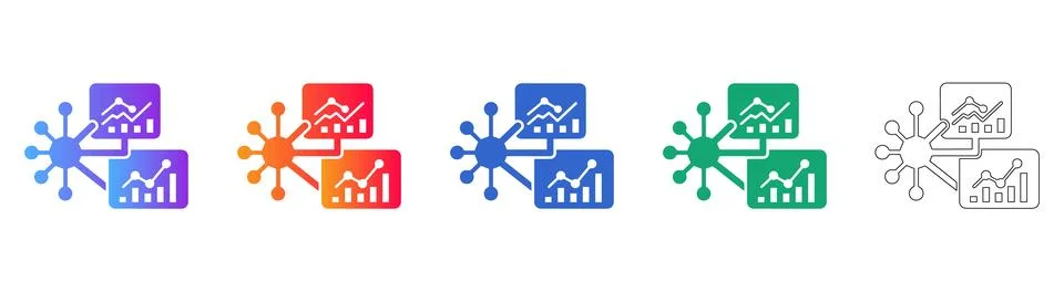Data Network Analytics Icon Set Stock Illustration