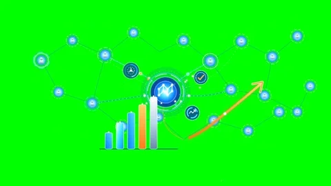 Data Network and Analytics Graph on Green Screen Stock Footage 347904942