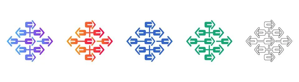 Data Network and Flow Connectivity Icon Set Stock Illustration