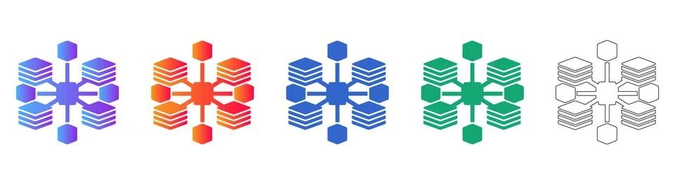 Data Network and Infrastructure Icons Stock Illustration