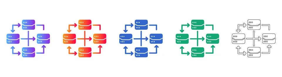Data Network and Server Sync Icons 스톡 일러스트