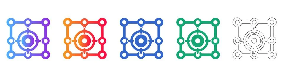 Data Network and Target Focus Icons Illustrazione stock