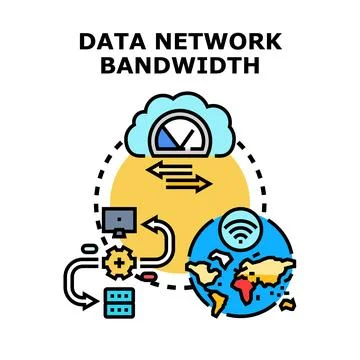 Data network bandwidth concept transmitting global digital information Stock Illustration