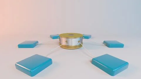 Data network with blue indicators Stock Illustration