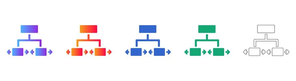 Data Network Branching Flowchart Icons Stock Illustration