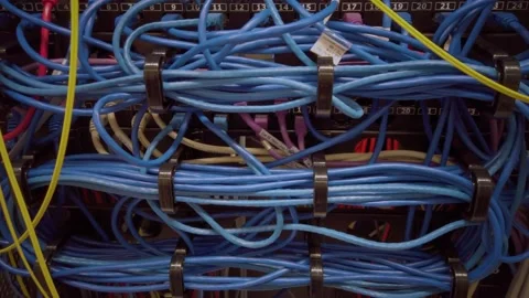 Data Network Cables plugged Into A Server Stock-Footage 143347273