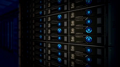 Data Network Center Server. Cloud Computing, E-Commerce - Blue LEDs Video stock 101202429