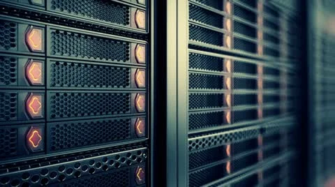 Data network center servers. Cloud computing, e-commerce upload download data. Vidéo 21573471