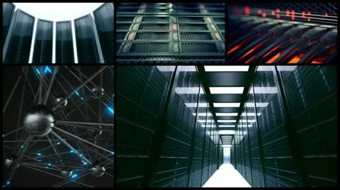 Data network center servers. Cloud computing, e-commerce upload download data. Stock Footage 21583461