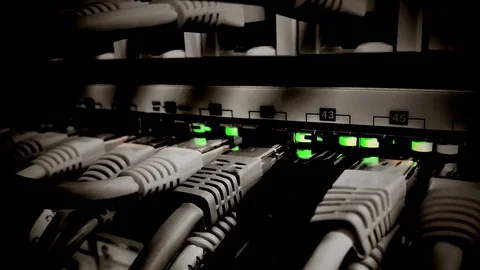 Data Network Center Switch with Blinking Green Led Lights. Stock Footage 105864278