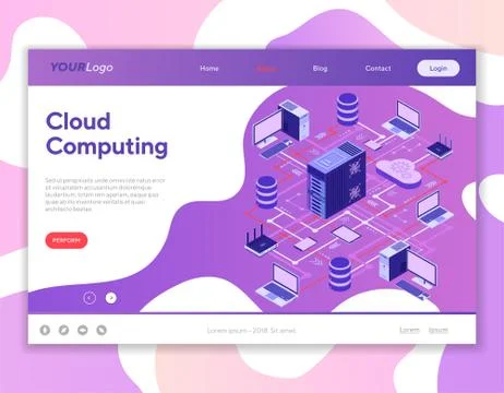 Data Network Cloud Computing Technology Isometric Stock Illustration