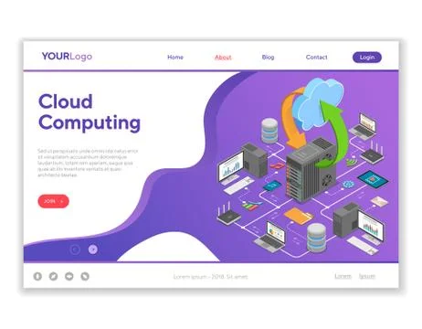Data Network Cloud Computing Technology Isometric 스톡 일러스트