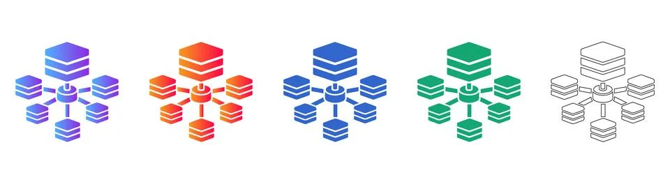 Data Network Cluster Icons in Various Styles Stock-Illustration