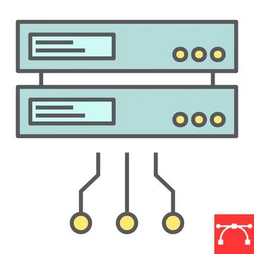 Data network color line icon Stock Illustration