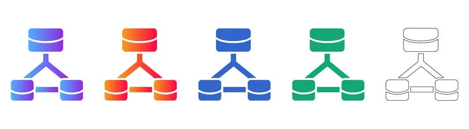 Data Network Connection Node Icons Set Illustrazione stock