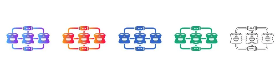 Data Network Connectivity Flowchart Icons 스톡 일러스트