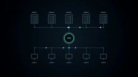 Data network diagram animation with moving data packets Stock Footage 346928083
