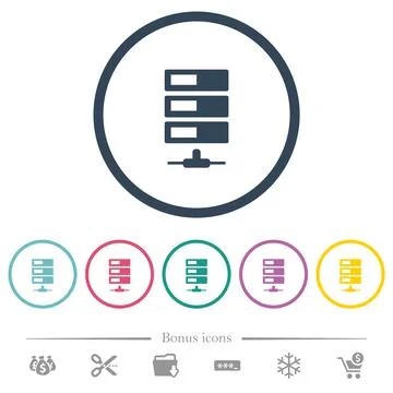 Data network flat color icons in round outlines Stock Illustration