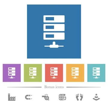 Data network flat white icons in square backgrounds Stock Illustration