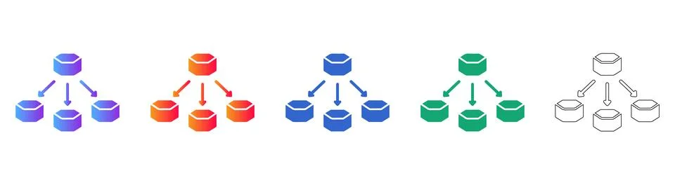 Data Network Flow Diagram Icon Set イラスト素材
